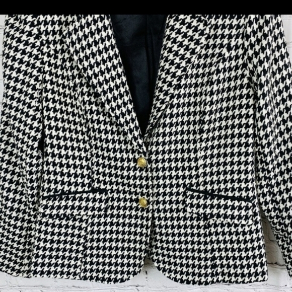 Joan Rivers Checker Houndstooth Blazer jacket Elbows size 8 retro buttons - Picture 4 of 10